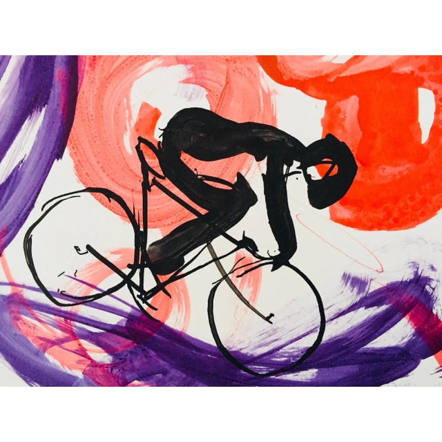 "Cycling the Swiss Alps" an Ink "gesture" drawing of the forces of Cyclists in motion by Erik Sulander. A Glossy Photo...