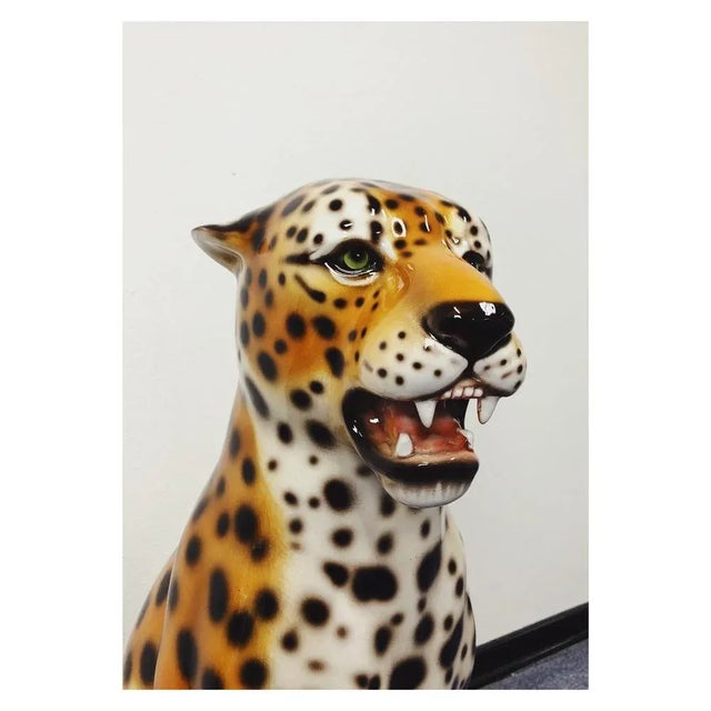 Leopard Statue in Ceramic from Ceramiche Boxer For Sale - Image 4 of 6