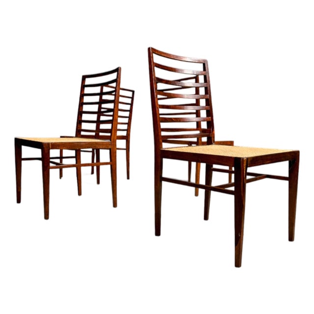 Set of 4 Chairs in Rosewood & Cane, Joaquim Tenreiro, 1950s - Lot 167 For Sale