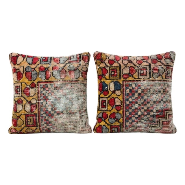 Anatolian Kilim Pillow Cover 17'' X 18'' - Set of Two For Sale
