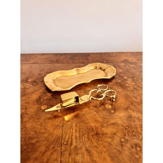 Antique Edwardian Brass Candle Snuffers and Tray, 1900s, Set of 2 For Sale - Image 4 of 7