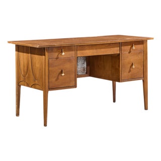 Broyhill Brasilia Mid Century Walnut and Brass Desk For Sale