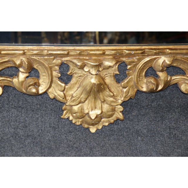 Wood Italian Rococo Style Floral Gilt Carved Wall Hanging Mirror C. 1940's For Sale - Image 7 of 9