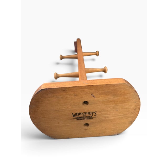 1990s Vintage Gerald E. Henn Workshops Wooden Mug Holder With Heart For Sale - Image 5 of 5