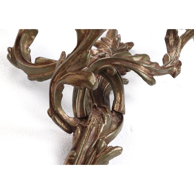 Pair of Antique Louis XV Foliate Bronze Candle Wall Sconces For Sale In New York - Image 6 of 10