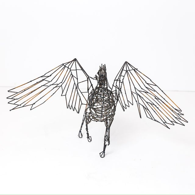 1970s Stan Bennett Pegasus Hanging Wire Sculpture, California Studio Craft, Kinetic Art For Sale - Image 4 of 10