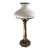 1970's Ethan Allen Brass Sinumbra Astral Lamp Style Table Lamp With White Glass Shade For Sale