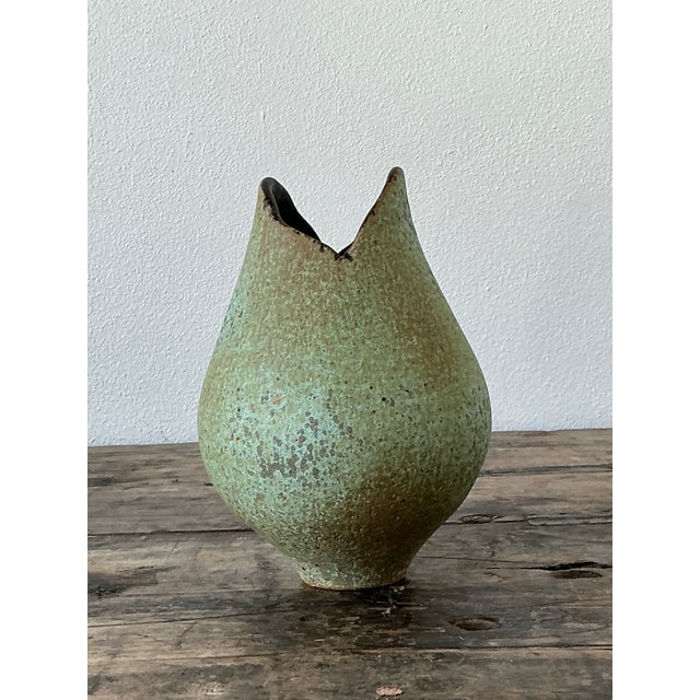 Vintage Original Textured Studio Pottery Vase For Sale - Image 10 of 12