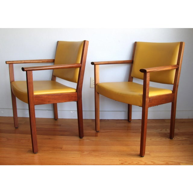 1960s Mid Century Walnut Armchairs by Johnson Chair Co. Pair