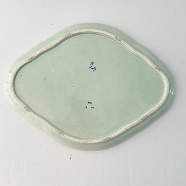 1940s 1949 Royal Delft De Porceleyne Fles Hand-Painted Delft Blue Maritime Platter For Sale - Image 5 of 8