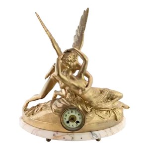 1930s Vintage French Figural Spelter Clock
