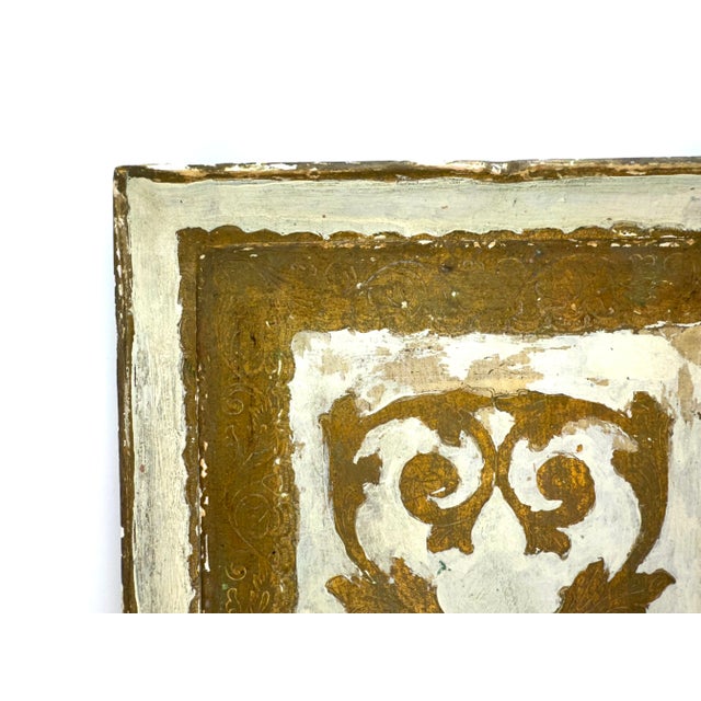 Vintage Florentia Italian Gilt & White Decorative Tray For Sale - Image 4 of 12