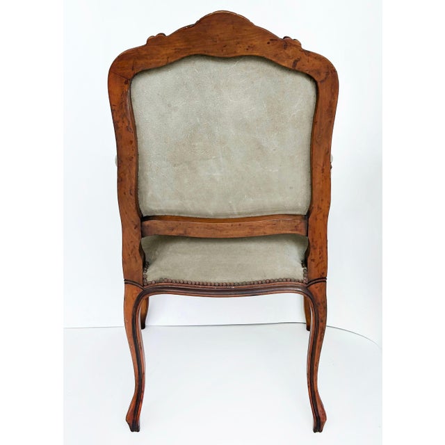 Animal Skin Late 20th Century Italian Chateau d'Ax Carved Armchairs in Suede With Brass NailHeads, Pair For Sale - Image 7 of 16