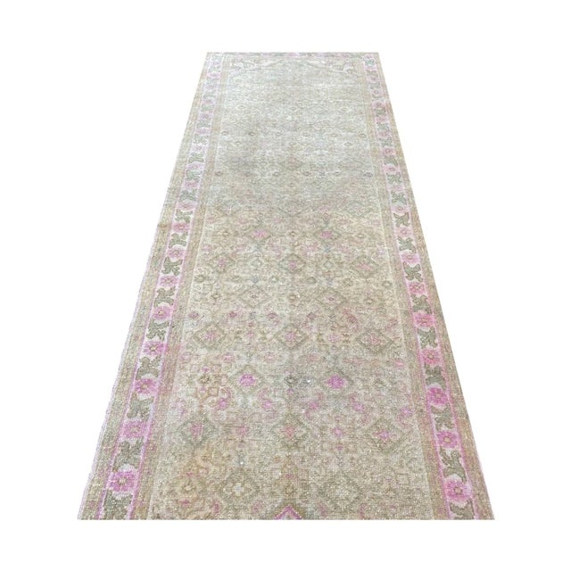 Exact Size: 2'8" x 13'0" Color: Gold Age: Old Materials: Wool Construction: Hand Knotted