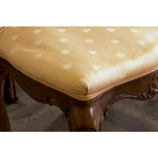 Set of 12 Karges Louis XV Carved Dining Chairs in Napoleonic Bee Silk, 1960's For Sale - Image 14 of 14