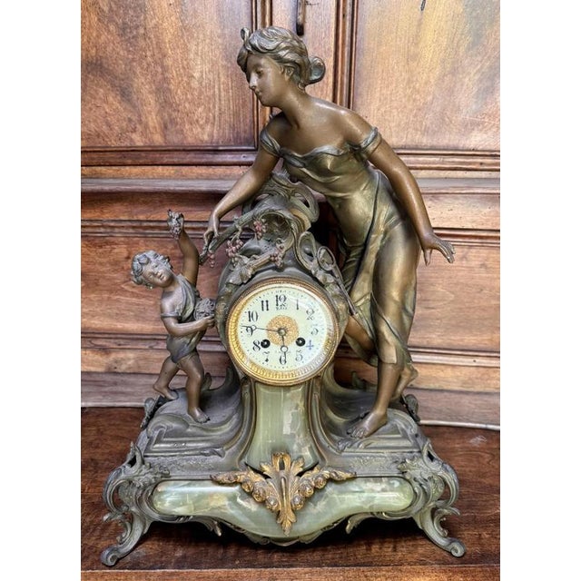 19th Century Art Nouveau Clock in Bronze For Sale - Image 6 of 6