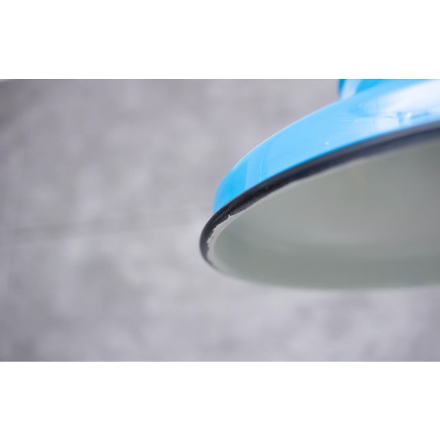 Industrial Enamel Ceiling Lamp in Dark Blue, 2000s For Sale - Image 9 of 10
