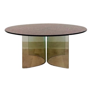 Postmodern Confetti Round Coffee Table Sculptural Glass Legs Vintage Collectable For Sale