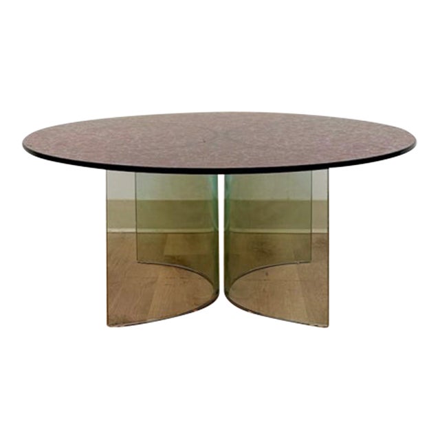 Postmodern Confetti Round Coffee Table Sculptural Glass Legs Vintage Collectable For Sale