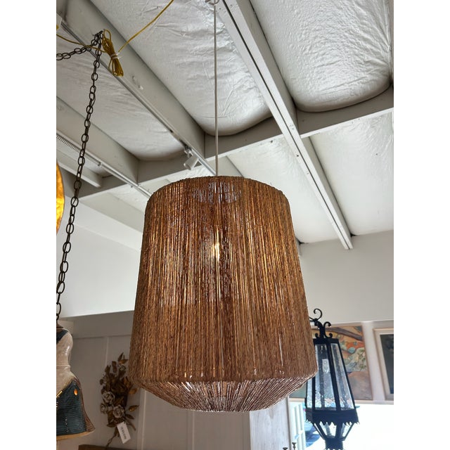 Contemporary Late 20th Century Woven Drum Pendant For Sale - Image 3 of 6