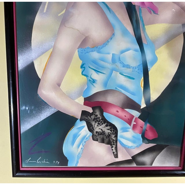 Signed Funky Watercolor on Paper Painting For Sale - Image 4 of 12