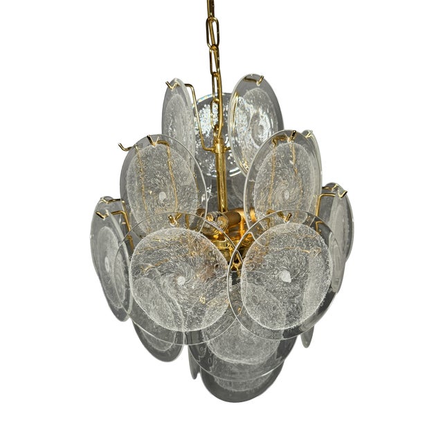 Murano Glass Disc Chandelier by Vistosi, Italy, 1970s For Sale