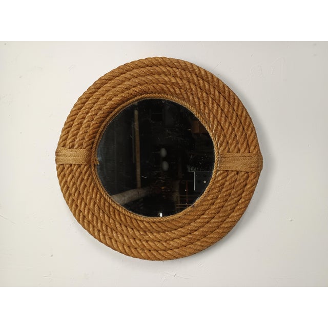 Vintage Rope Mirror by Adrien Audoux & Frida Minet, 1950s, in Good conditions. Designed 1950 to 1959 I have official proof...