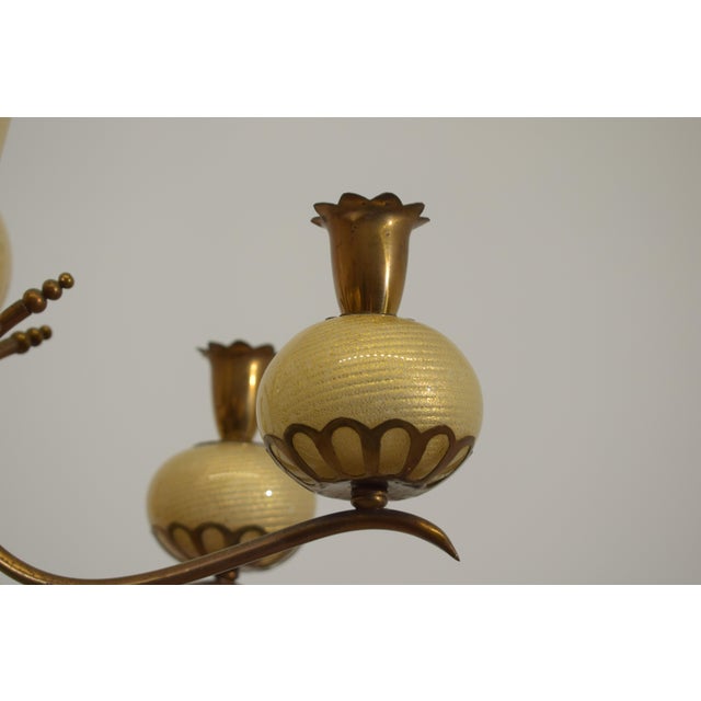 Murano Glass and Brass Chandelier from Barovier & Toso, 1950s For Sale - Image 12 of 15
