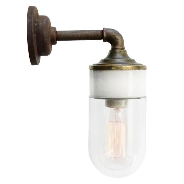 Vintage Clear Glass and Cast Iron Sconce For Sale - Image 6 of 6