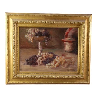 Antique Still Life Oil Painting of Grapes by Novellio For Sale