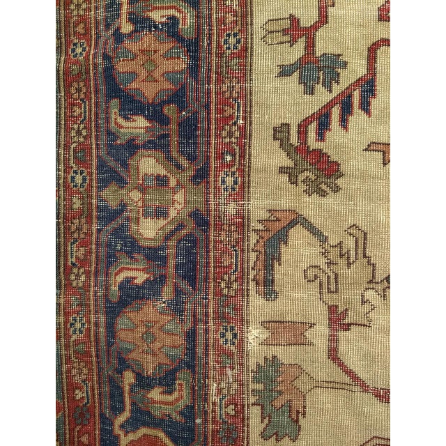 Late 19th-Century Heriz Serapi Rug, Handwoven, Pale Yellow & Green, 8' x 10' For Sale - Image 16 of 18
