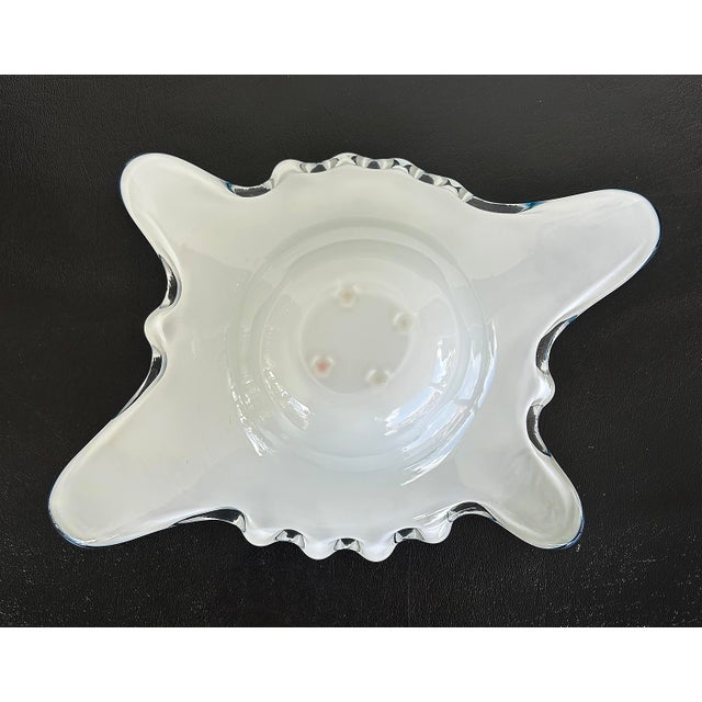 Glass Late 20th Century Murano Blue, White Cased Pulled Blown Glass Bowl, "Star Shaped" For Sale - Image 7 of 7