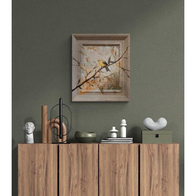 Medium Sized Framed Canary Painting on Canvas. For Sale In Atlanta - Image 6 of 7