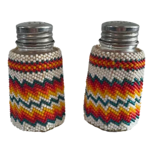Vintage Beaded Southwest Salt & Pepper Shakers- a Pair