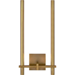 Kelly Wearstler for Visual Comfort Signature Axis Medium Two Arm Sconce in Antique-Burnished Brass For Sale