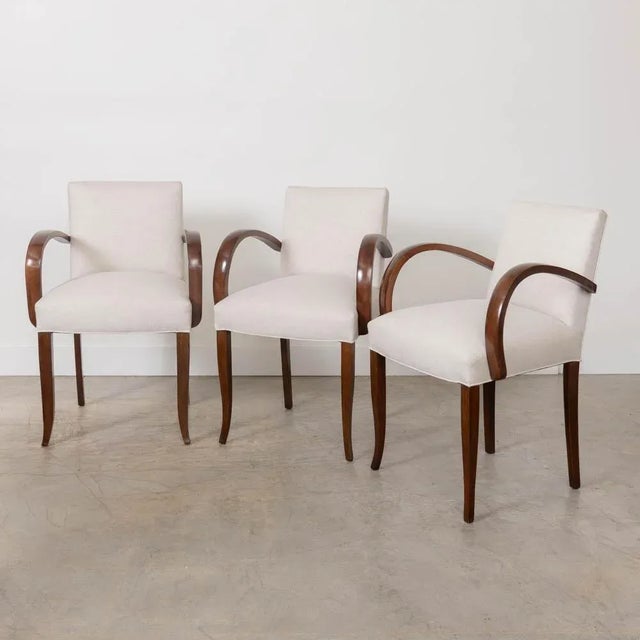 Mid-20th Century French Wood and Linen Side Chair For Sale - Image 4 of 15