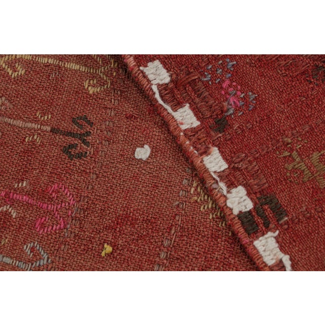 Textile Vintage Mid-Century Sivas Vermillion Red and Beige-Brown Wool Kilim Runner For Sale - Image 7 of 7