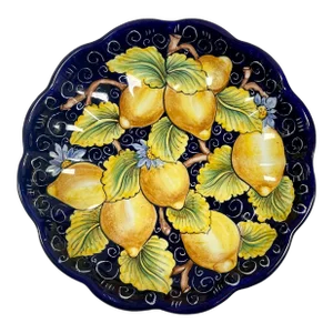 Hand Painted Italian Ceramic Decorative Wall Plate With Lemons