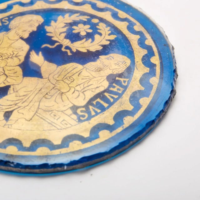 Venetian Blue Glass Romanesque Revival Medallion, Late 19th Century For Sale - Image 5 of 11