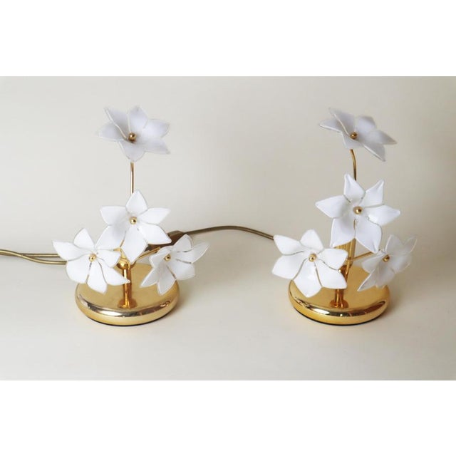 Hollywood Regency Italian Murano Glass and Gold Plate Table Lamps, 1980s, Set of 2 For Sale - Image 6 of 12