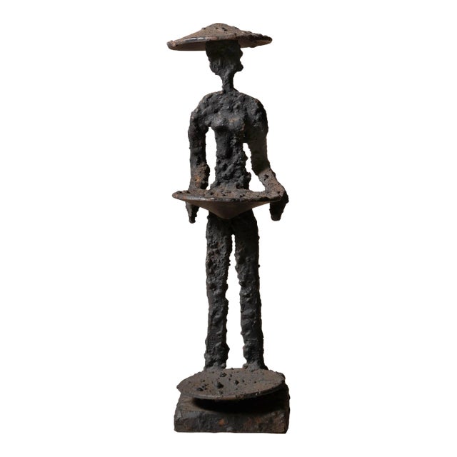 Mid 20th Century Vintage Cast Iron Brutalist Sculpture For Sale