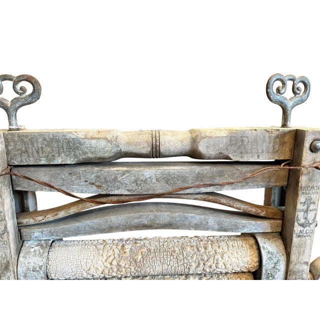 Late 19th Century Original Anchor Lovell Manufacturing Co. Manual Crank Laundry Clothes Wringer For Sale - Image 11 of 14