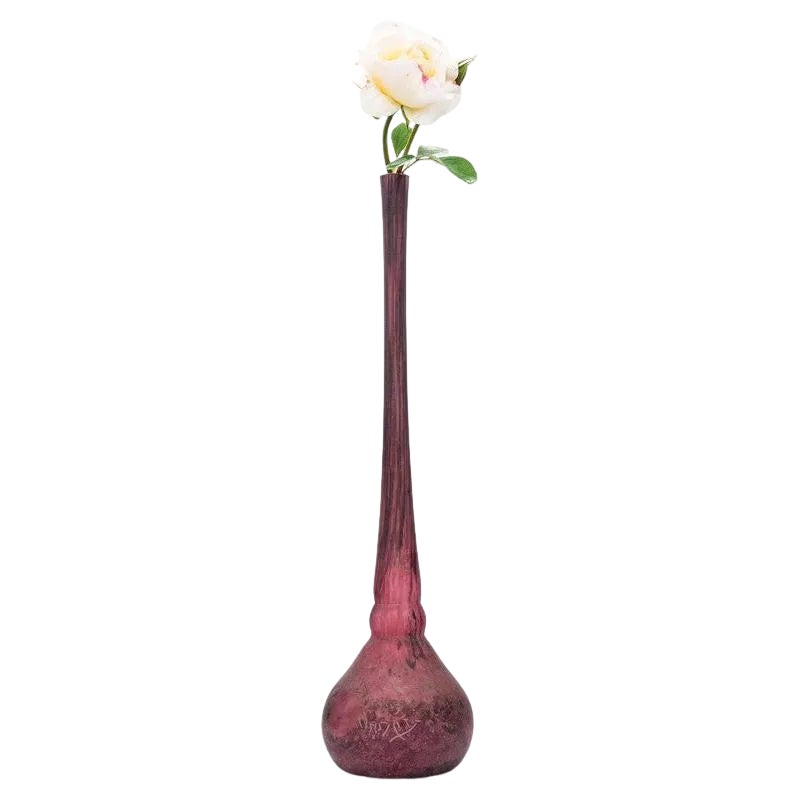 Acid Etched Purple And Pink Soliflore Vase From Daum, 1904