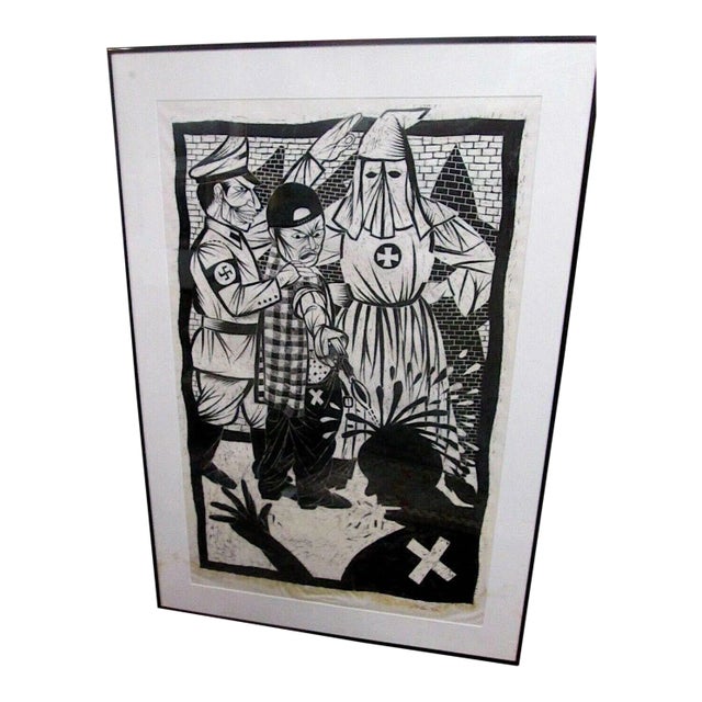 Original Vintage Large Signed/Numbered/Dated. Thom Shaw Ltd. Ed. Urban Art Woodblock Print "The Malcolm X Paradox: A Klan Alliance #2" For Sale