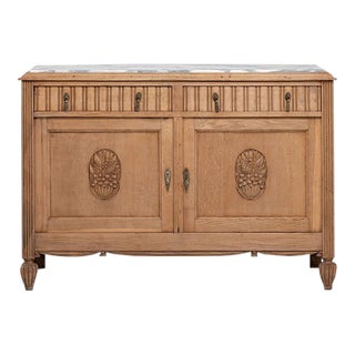 Oak Art Nouveau Buffet With Marble Top For Sale