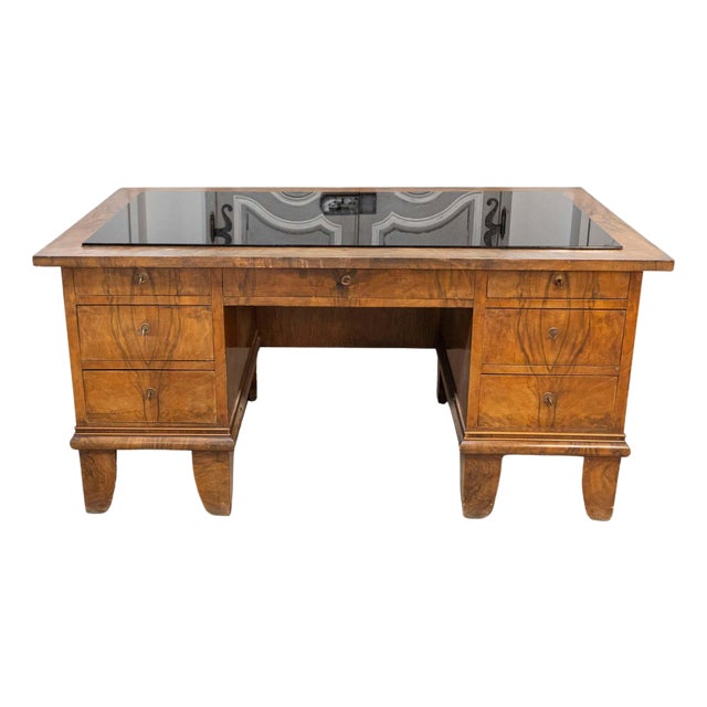 Italian Glass Top Desk, 20th Century For Sale