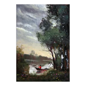 Man in Canoe, Erik Freyman Oil With Pastels on Paper