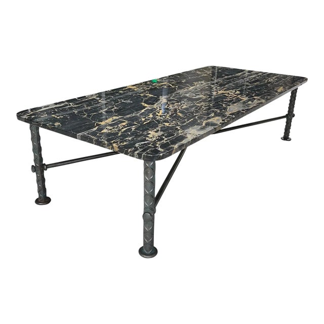 Ilana Goor Manner of Ilana Goor Steel “Rebar” Coffee in Portoro Marble For Sale - Image 4 of 13