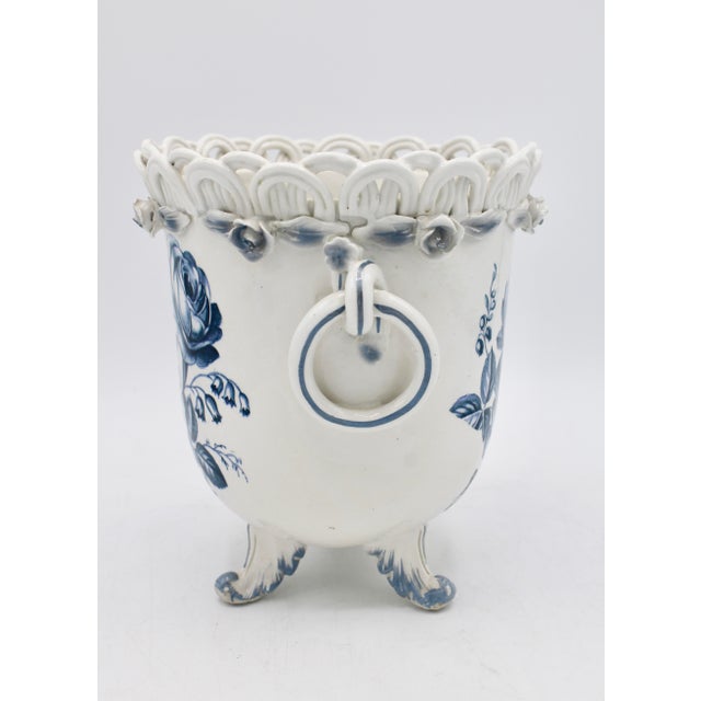 Vintage Ceramic Blue and White Planter For Sale - Image 10 of 11