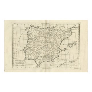 Spain and Portugal Map by Bonne, 1780 For Sale
